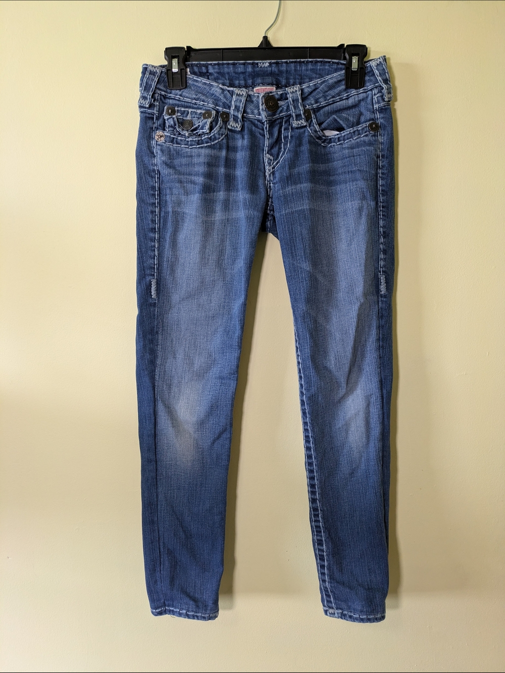Y2K True Religion Women's Skinny Jeans in Faded Blue 26 Julie super T